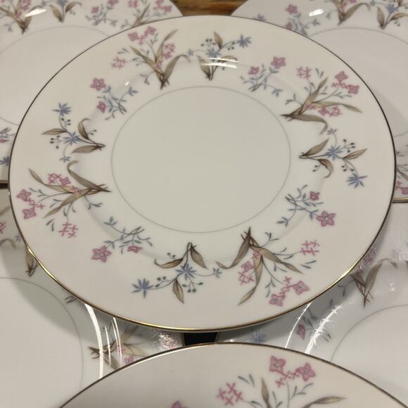 10 Vintage MEITO LUCILLE Salad Plates 1960s Japan Floral PRISTINE EXCELLENT Disc - Picture 5 of 15